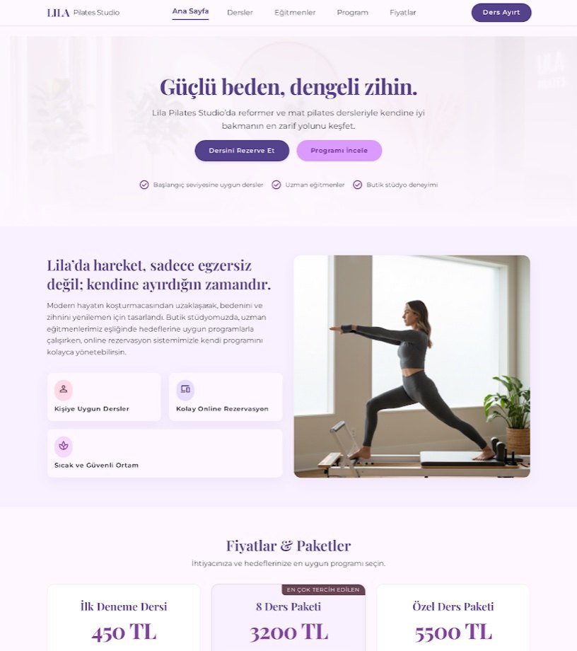 LILA Pilates Studio web sitesi tasarımı