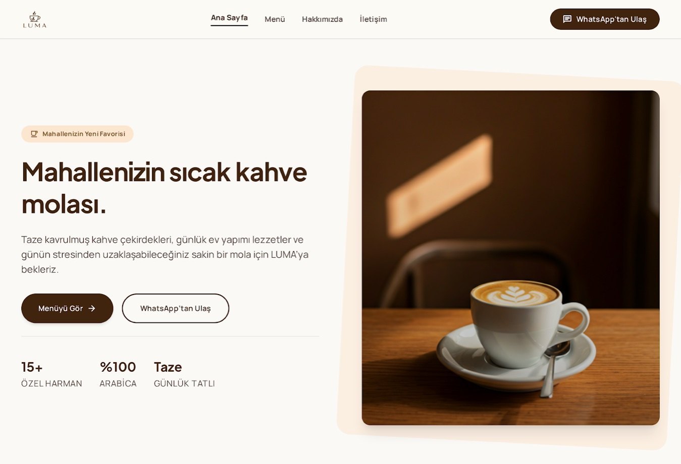 LUMA Cafe web sitesi tasarımı